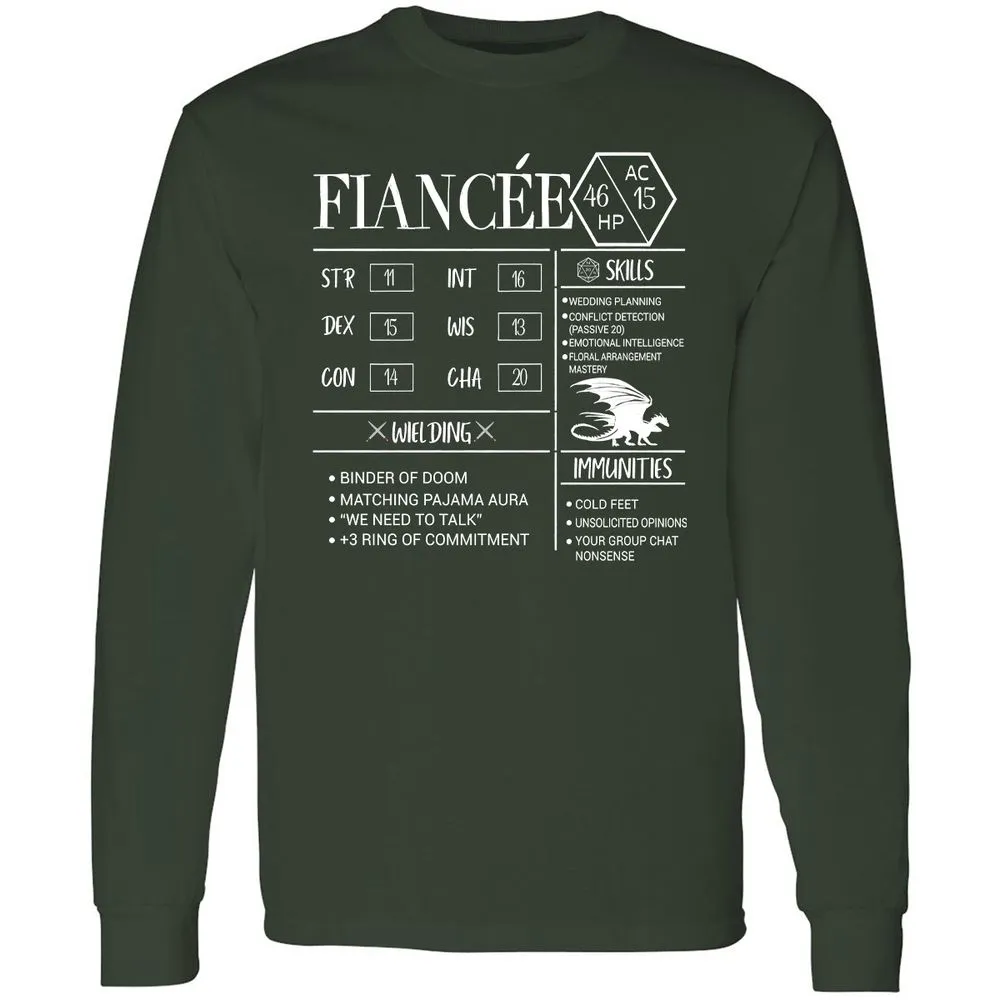 Fiancee Stats Long Sleeve T-Shirt - Forest Green - 4