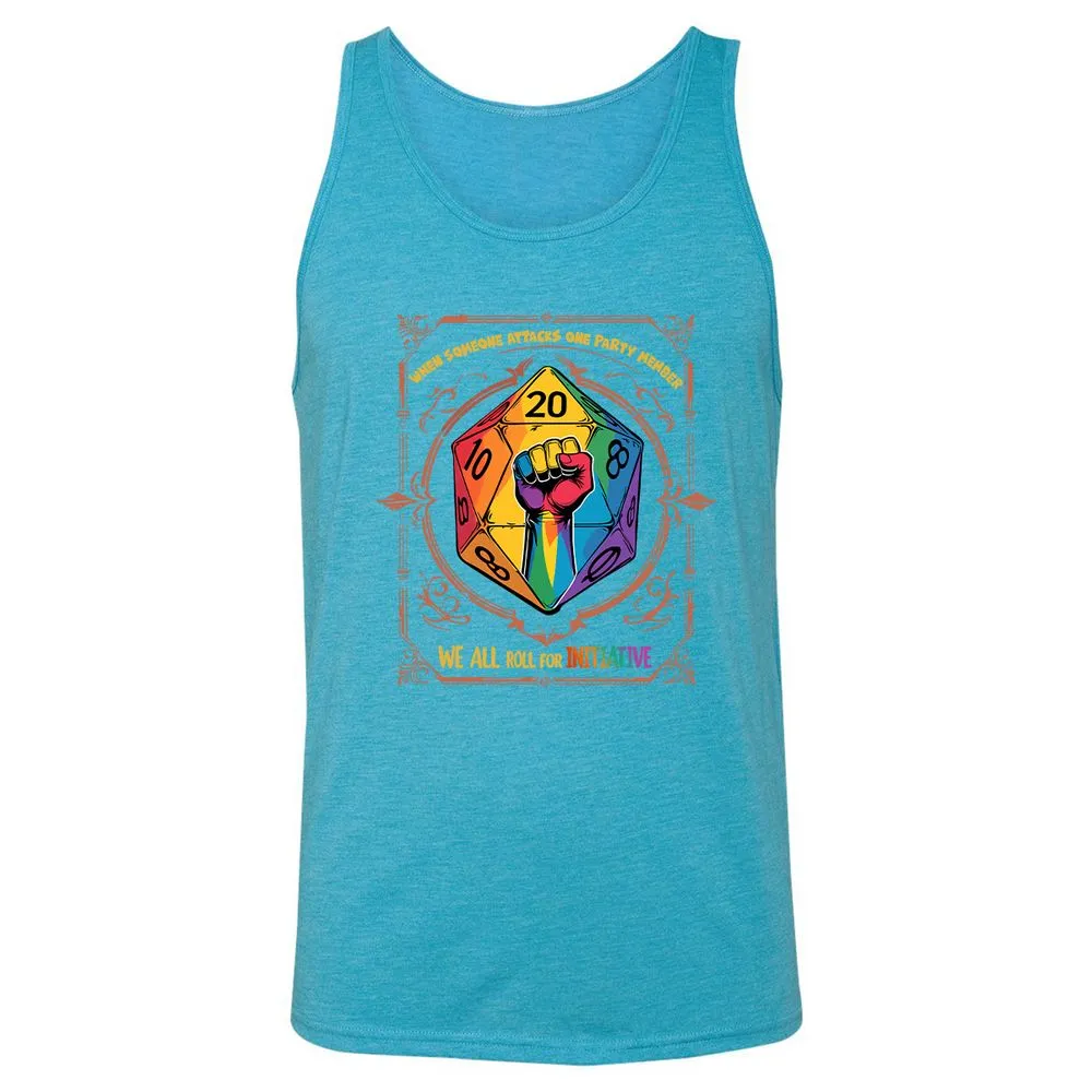 Roll For Initiative Unisex Jersey Tank - Aqua Triblend - 3