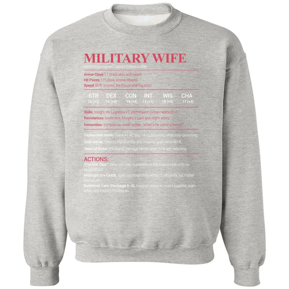 Military Wife Stats Classic Unisex Sweatshirt - Ash - 8