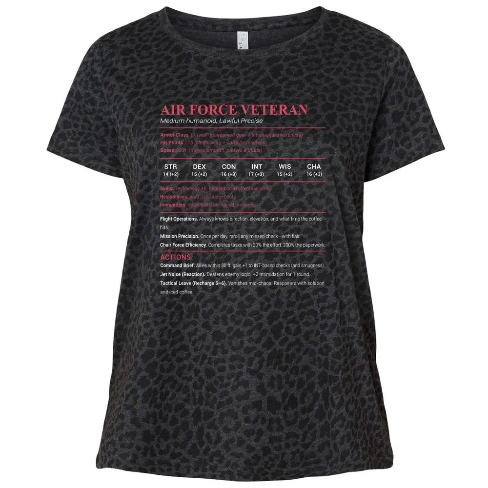 Air Force Veteran Ladies Curvy Jersey - Black Leopard - 11
