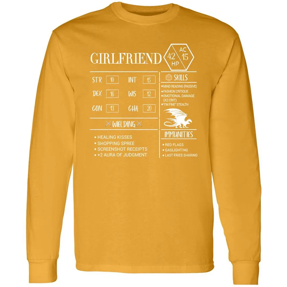 Girlfriend Stats Long Sleeve T-Shirt - Gold - 9