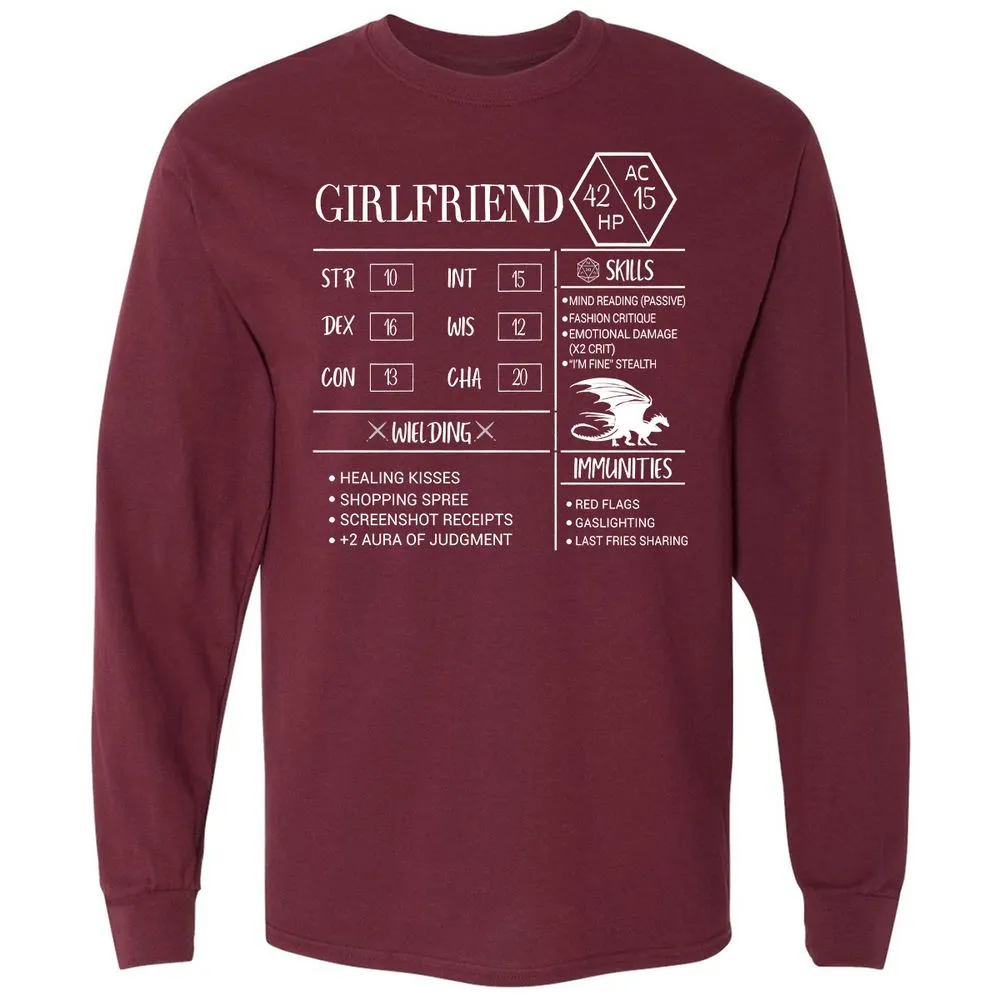 Girlfriend Stats Long Sleeve T-Shirt - Maroon - 11