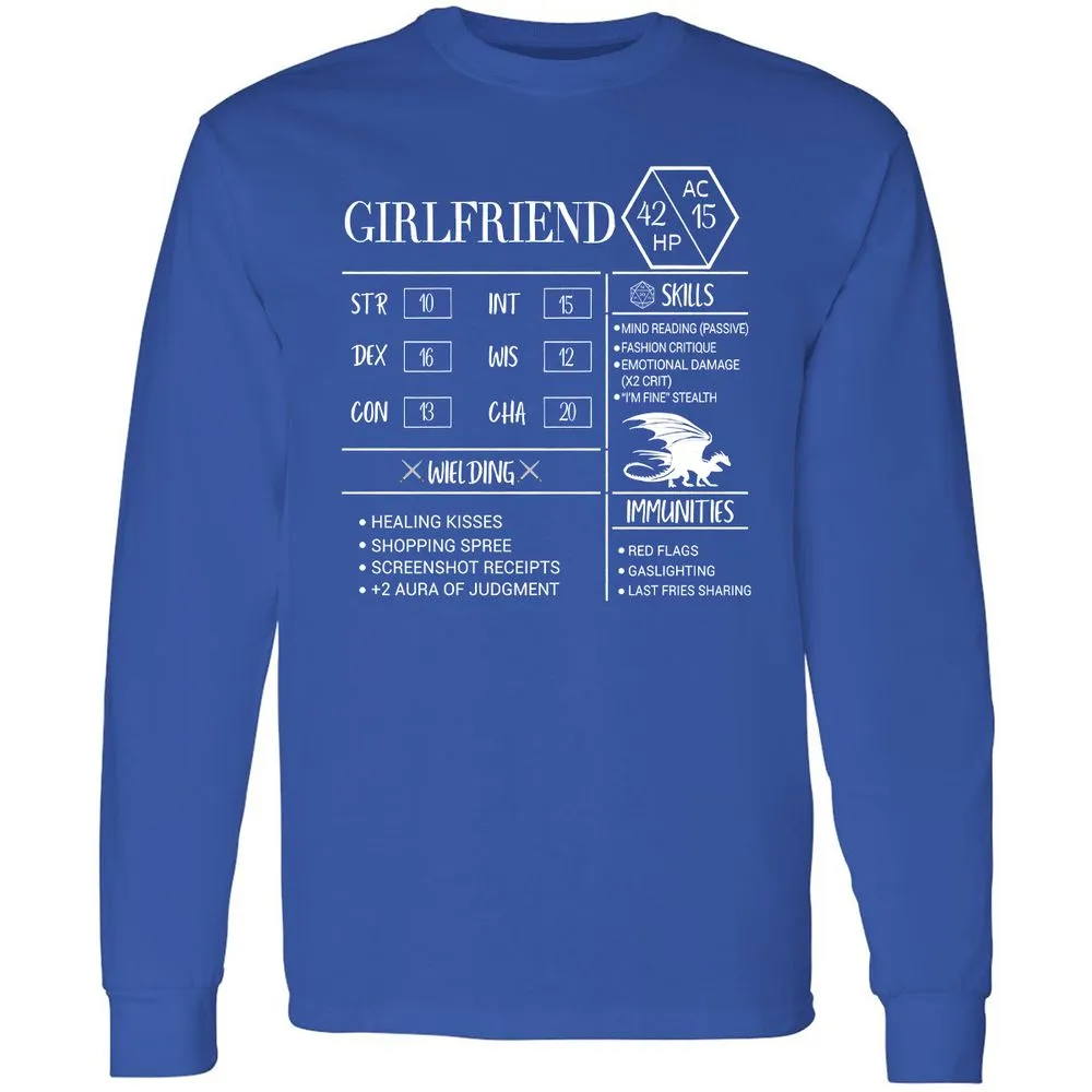 Girlfriend Stats Long Sleeve T-Shirt - Royal - 8