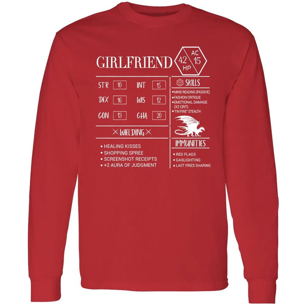 Girlfriend Stats Long Sleeve T-Shirt - Red - 14