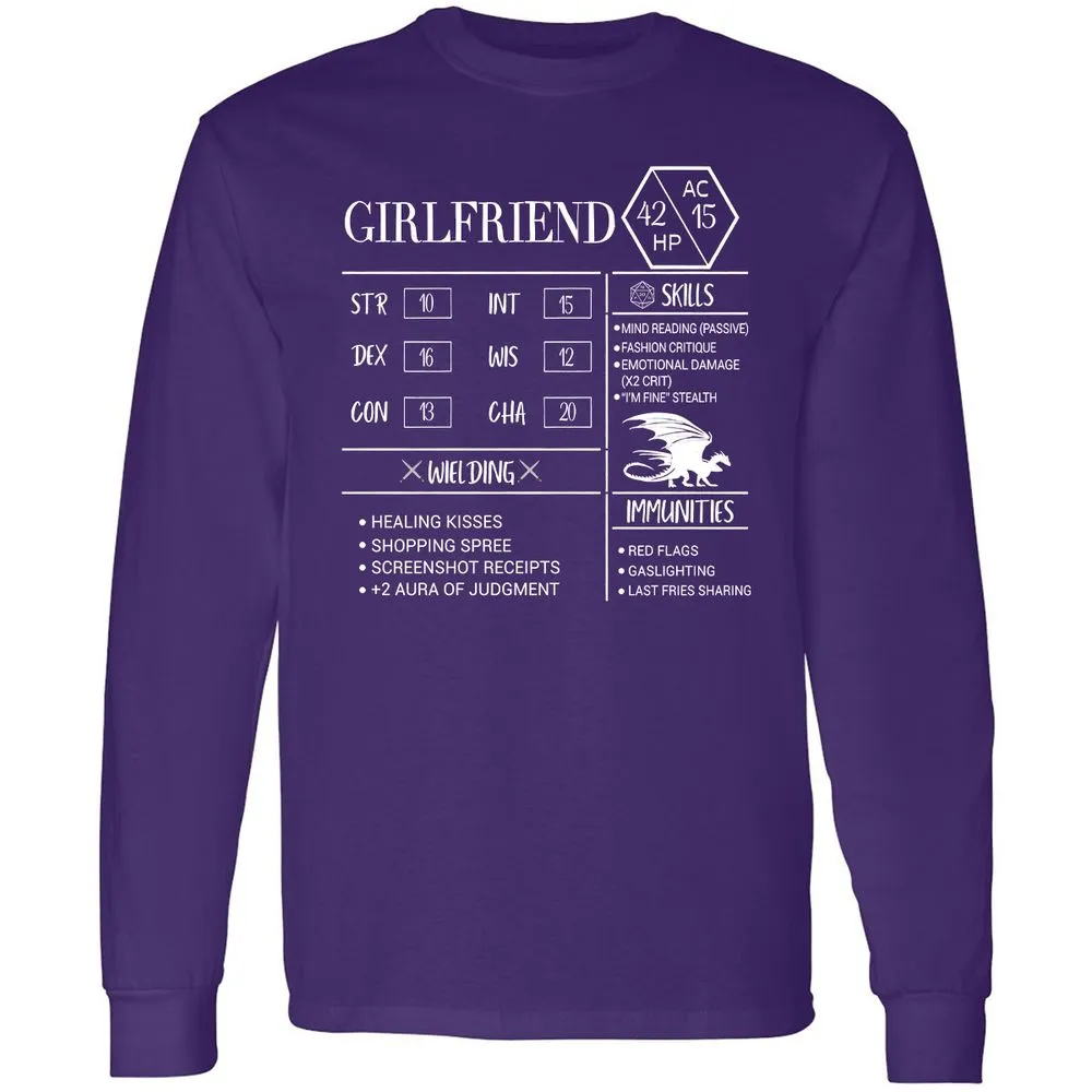 Girlfriend Stats Long Sleeve T-Shirt - Purple - 13