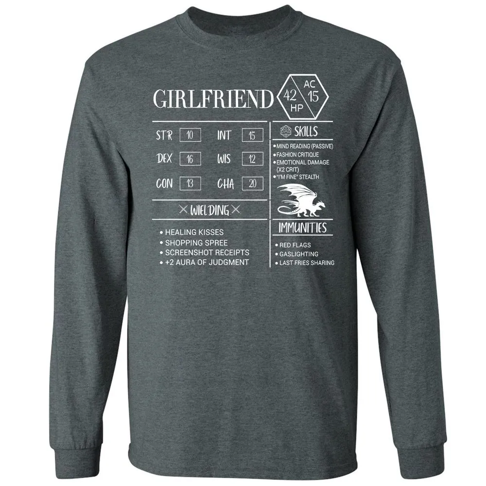 Girlfriend Stats Long Sleeve T-Shirt - Dark Heather - 15
