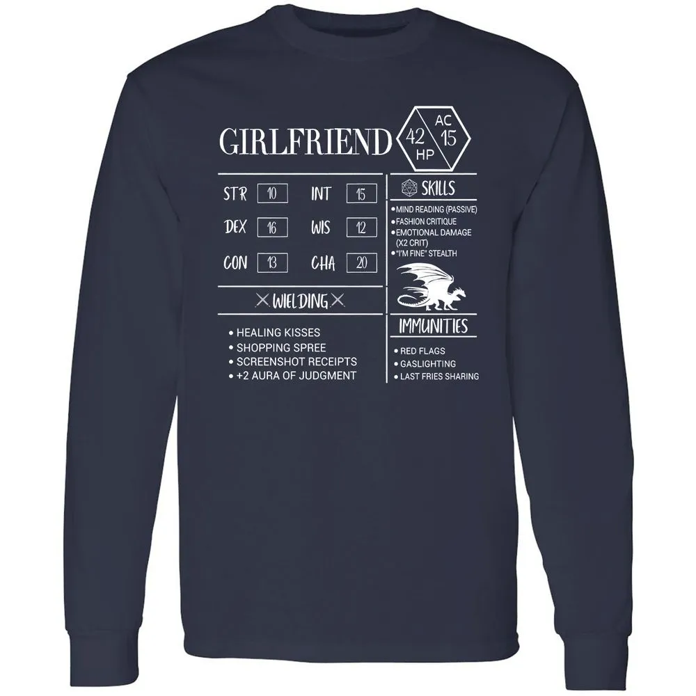 Girlfriend Stats Long Sleeve T-Shirt - Navy - 2