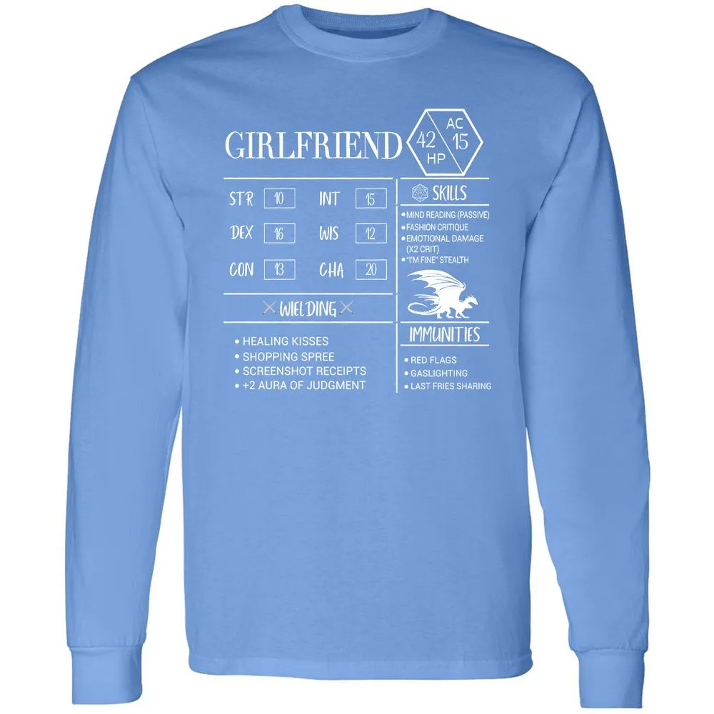 Girlfriend Stats Long Sleeve T-Shirt - Carolina Blue - 12