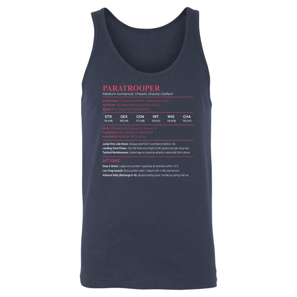 Paratrooper Stats Unisex Jersey Tank - Navy - 2