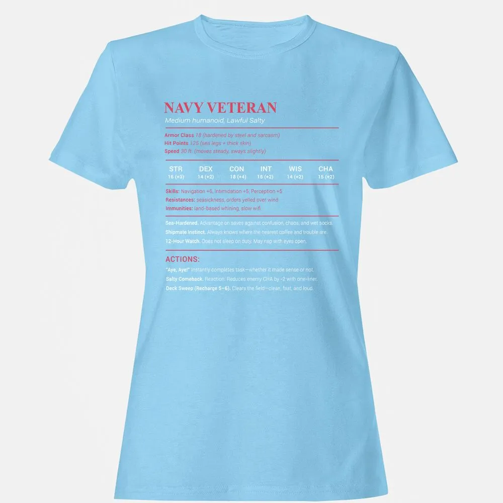 Navy Veteran Women's T-Shirt - Light Blue - 8
