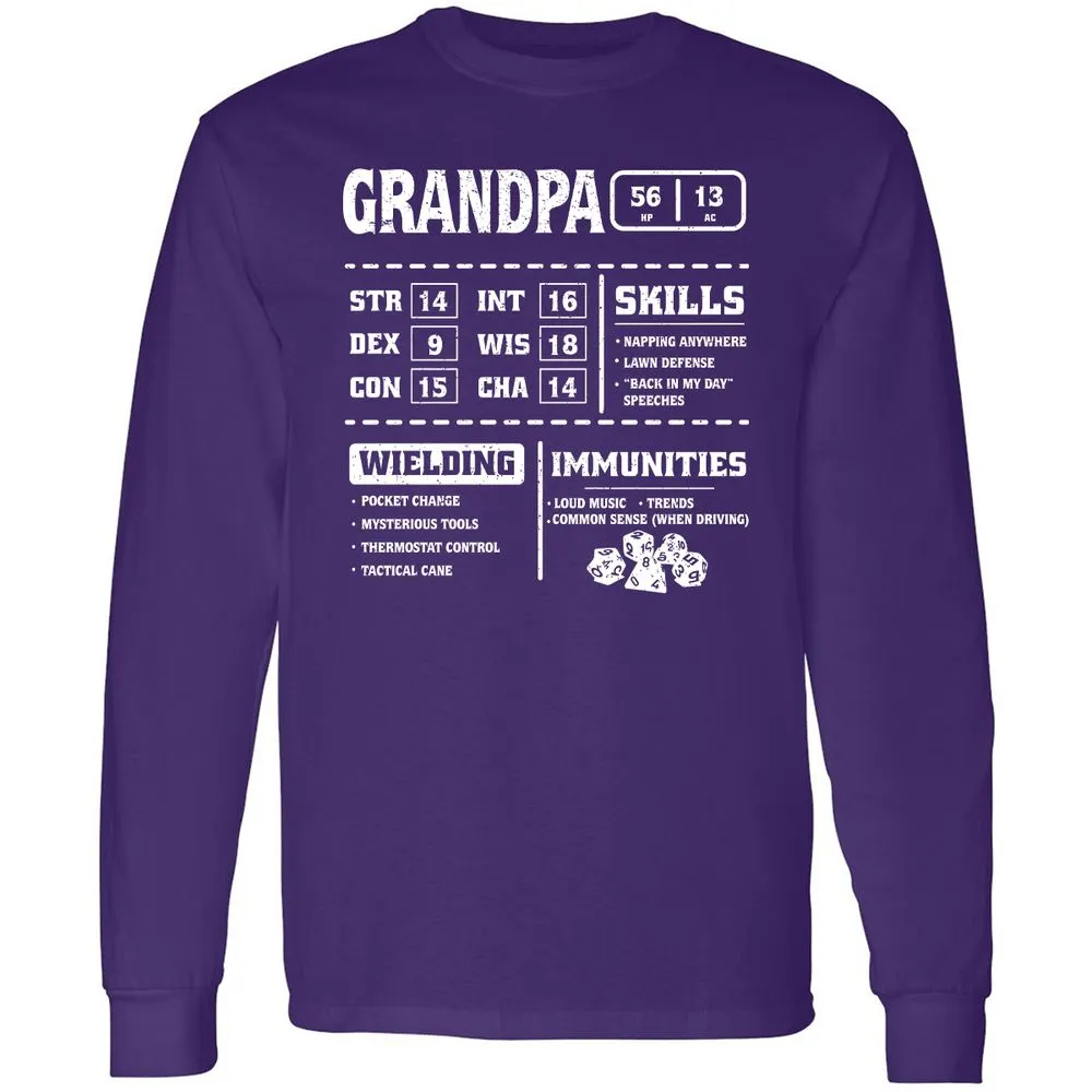 Grandpa Stats 2 Long Sleeve T-Shirt - Purple - 13