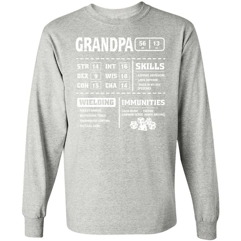 Grandpa Stats 2 Long Sleeve T-Shirt - Ash - 7