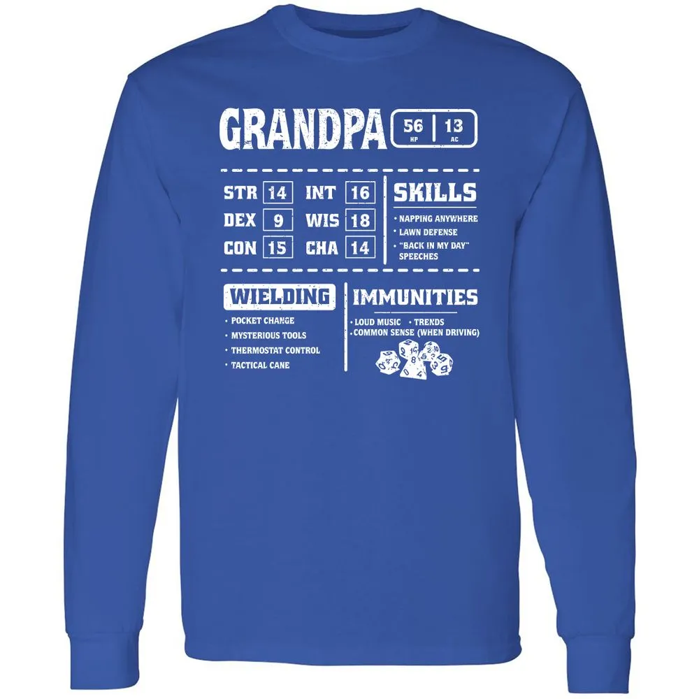 Grandpa Stats 2 Long Sleeve T-Shirt - Royal - 8