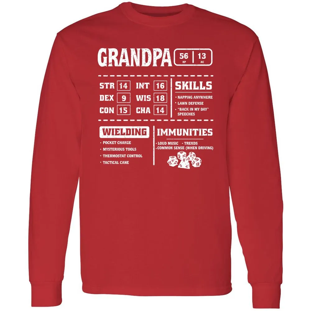 Grandpa Stats 2 Long Sleeve T-Shirt - Red - 14