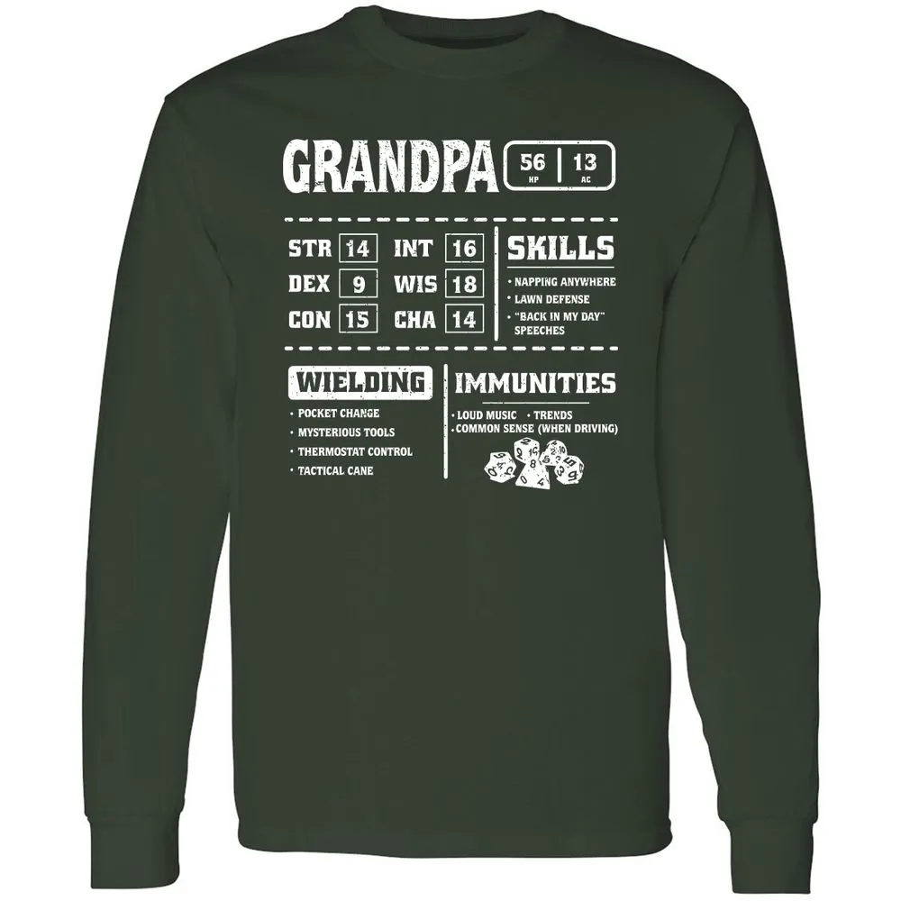 Grandpa Stats 2 Long Sleeve T-Shirt - Forest Green - 4