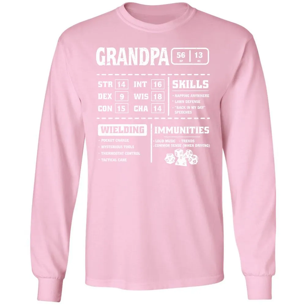 Grandpa Stats 2 Long Sleeve T-Shirt - Light Pink - 3