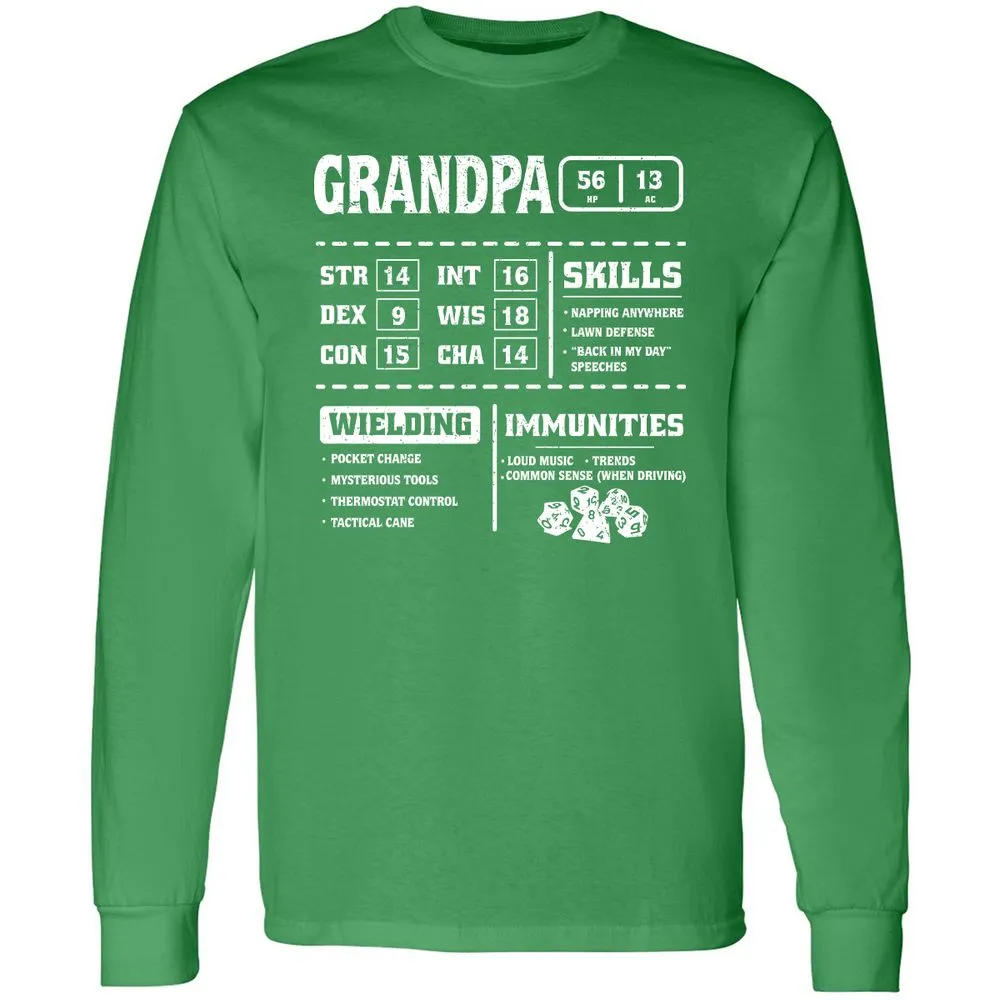 Grandpa Stats 2 Long Sleeve T-Shirt - Irish Green - 10