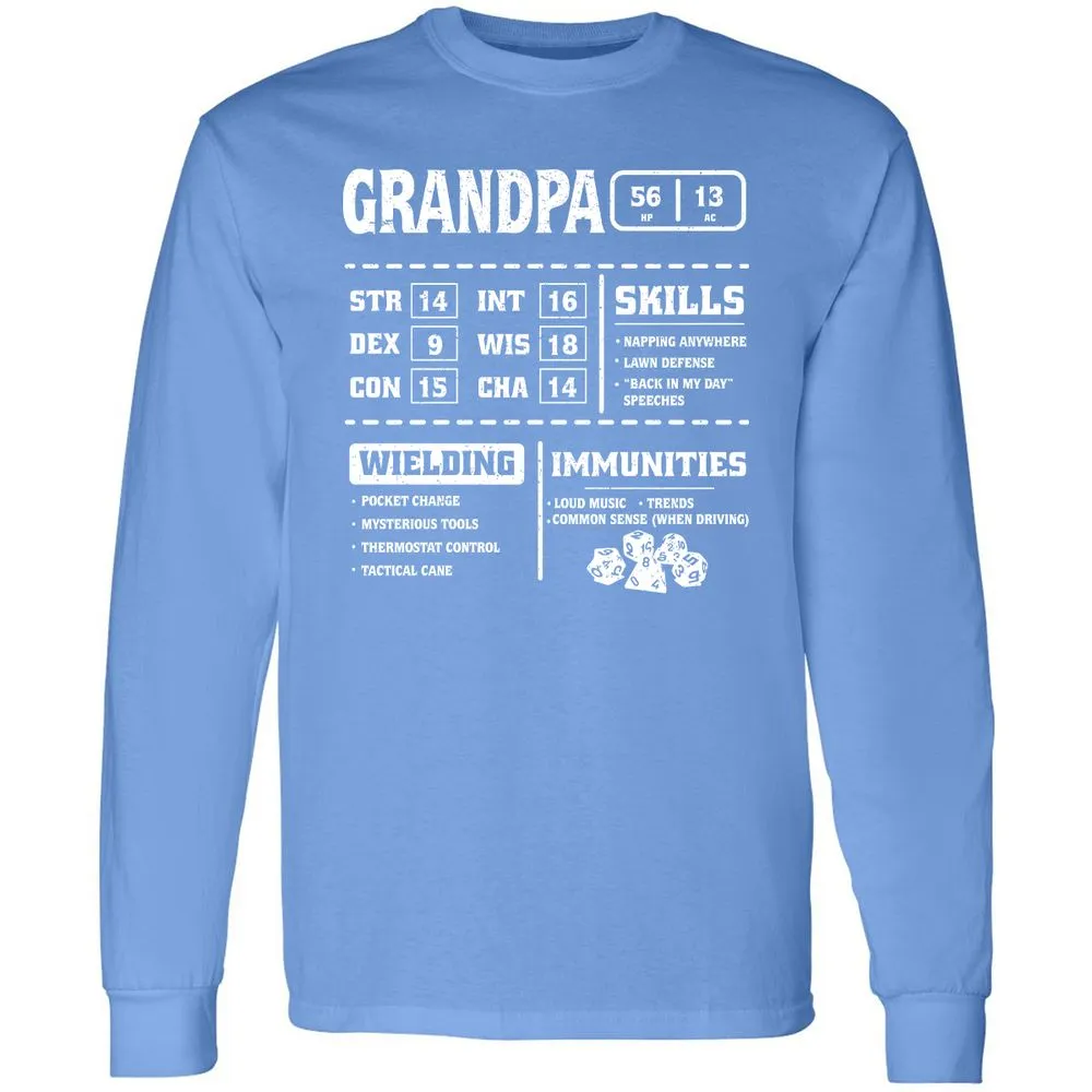 Grandpa Stats 2 Long Sleeve T-Shirt - Carolina Blue - 12