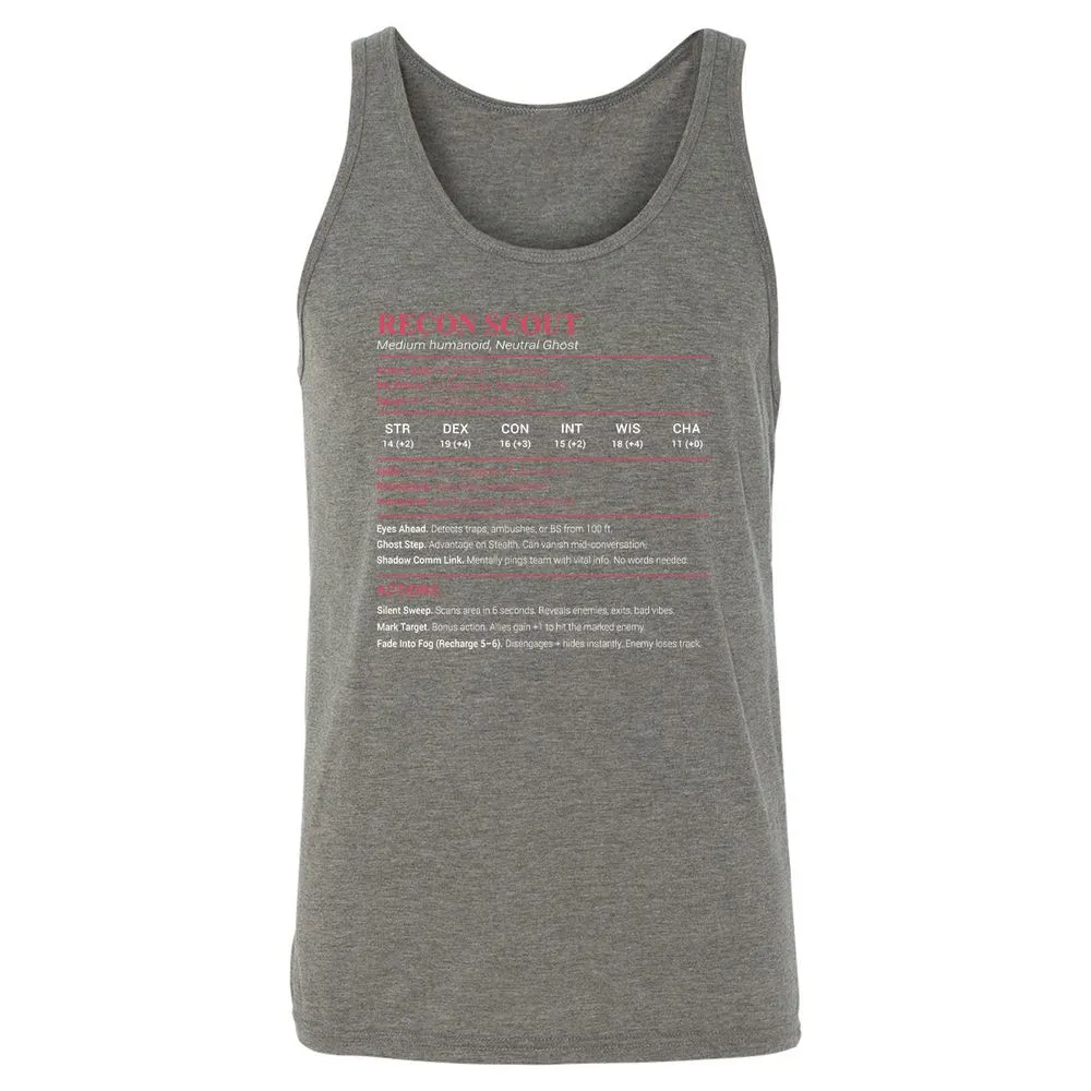 Recon Scout Unisex Jersey Tank - Grey Triblend - 8