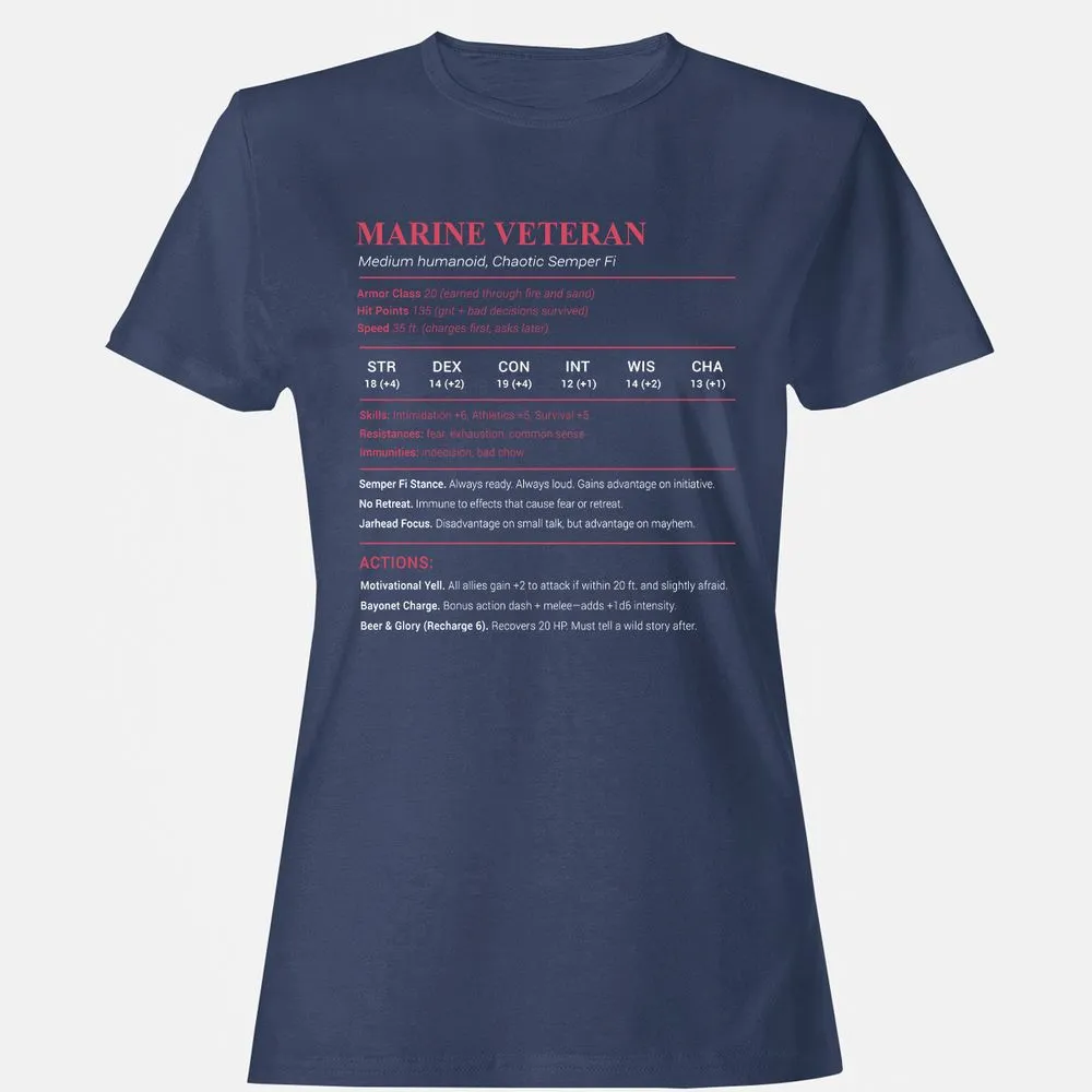 Marine Veteran Women's T-Shirt - Navy - 10
