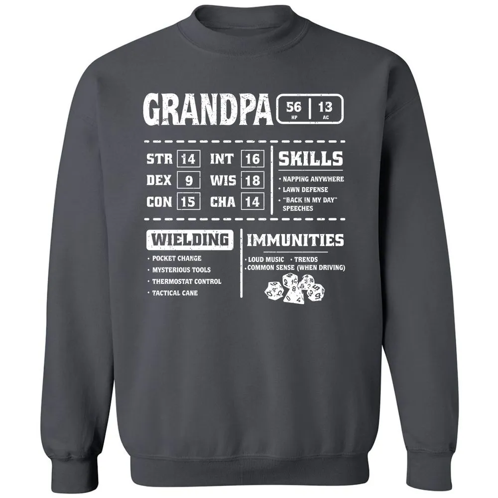 Grandpa Stats 2 Classic Unisex Sweatshirt - Charcoal - 7