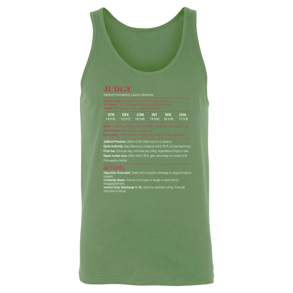 Judge Stats Unisex Jersey Tank - Leaf - 10