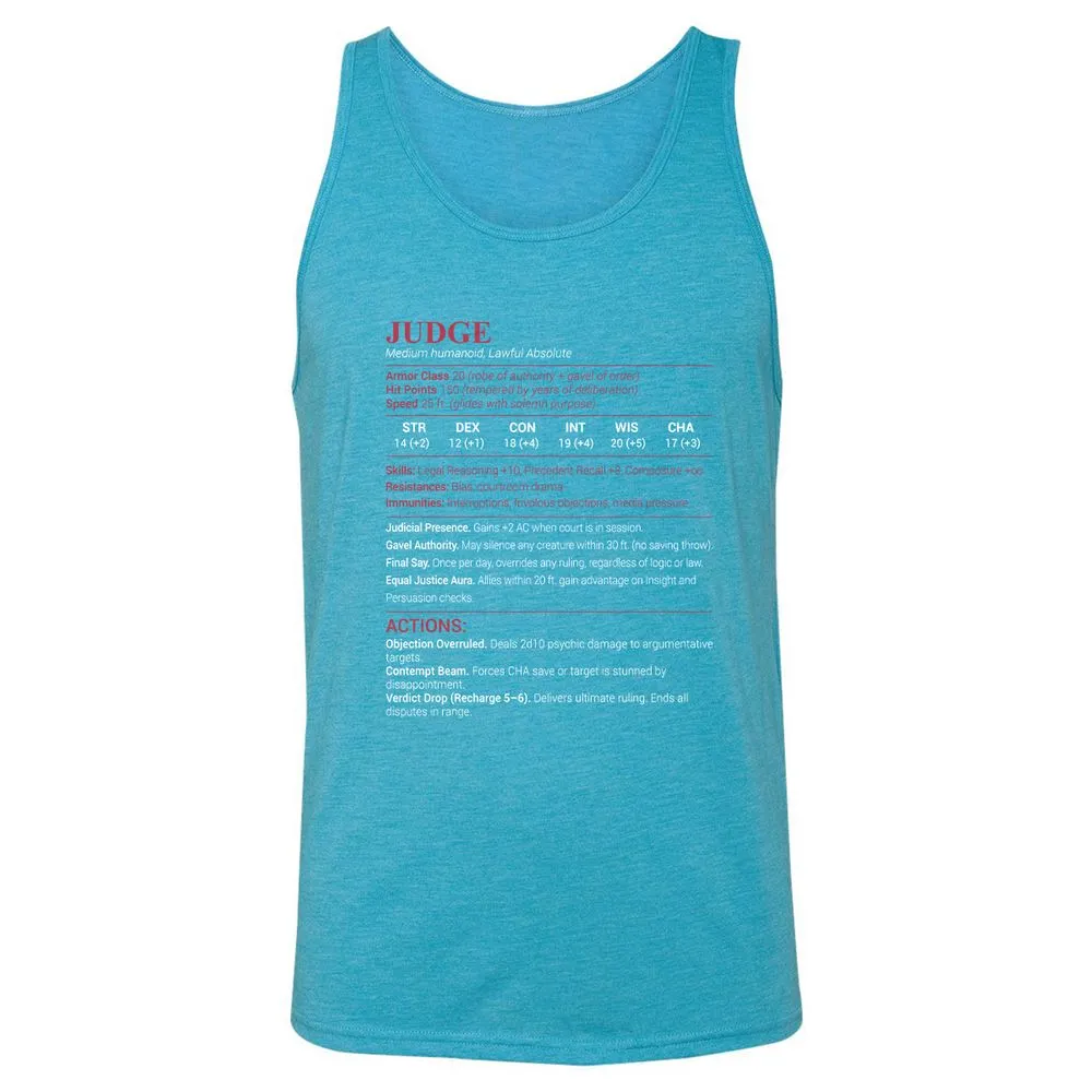 Judge Stats Unisex Jersey Tank - Aqua Triblend - 3