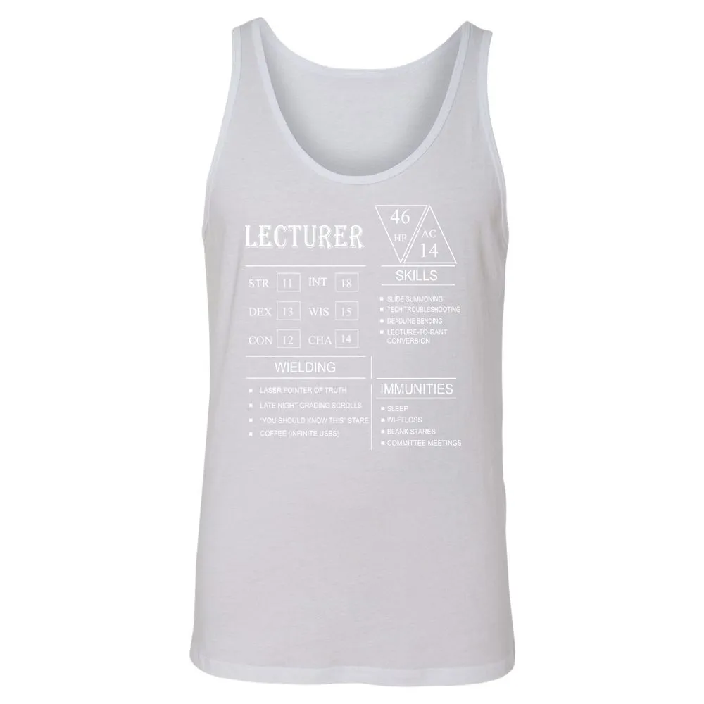 Lecturer New Unisex Jersey Tank - White - 14