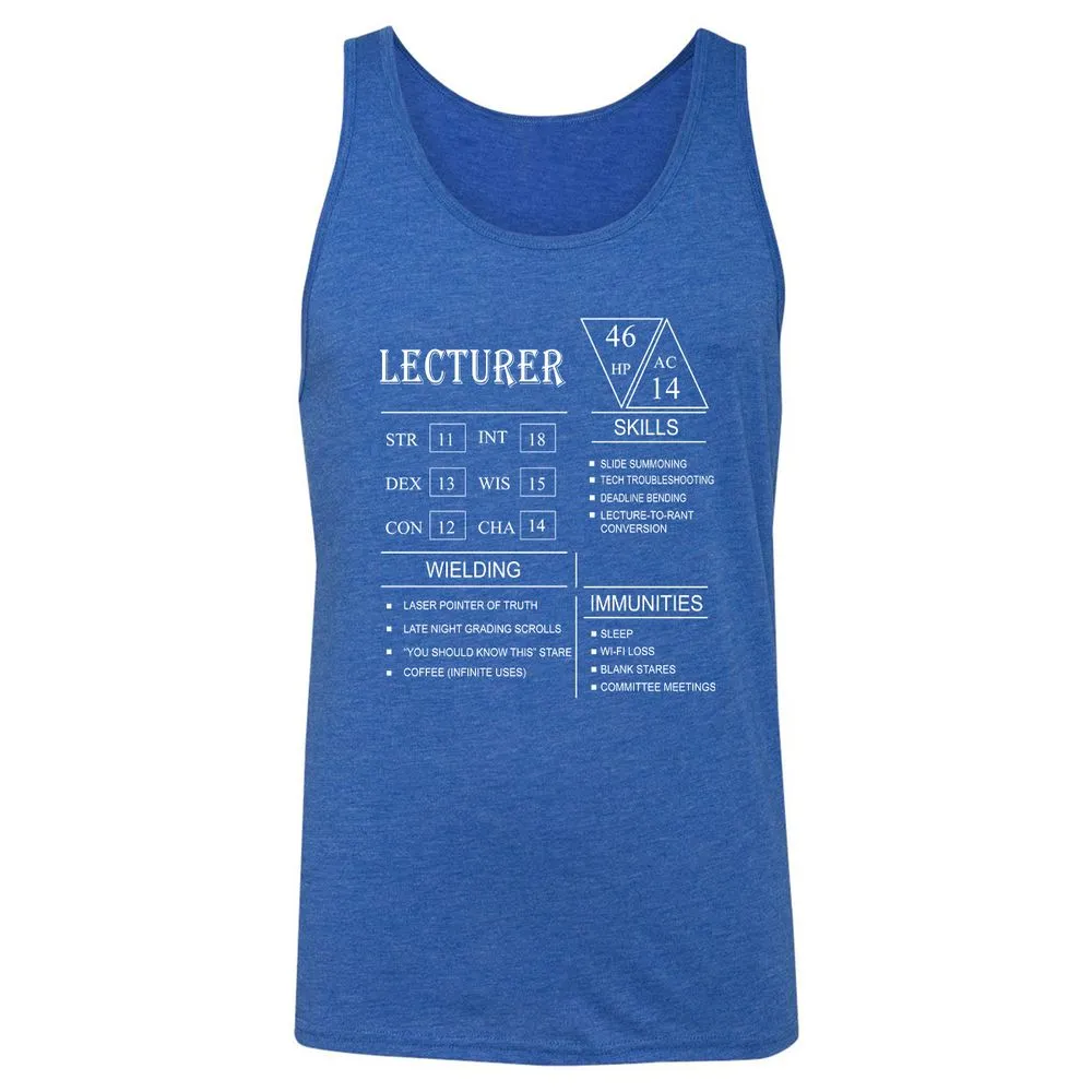 Lecturer New Unisex Jersey Tank - True Royal Triblend - 12