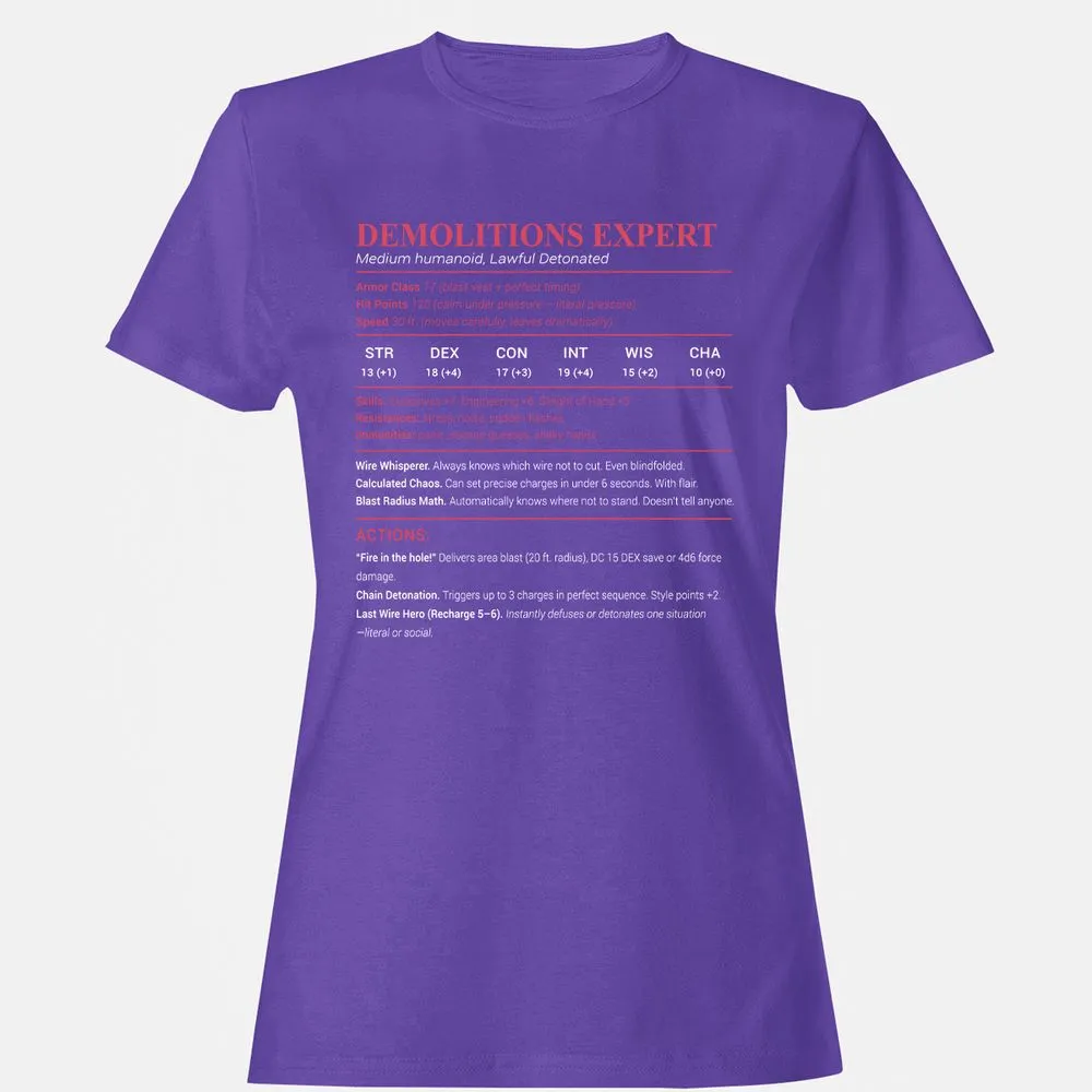 DEMOLITIONS EXPERT Women's T-Shirt - Purple - 12