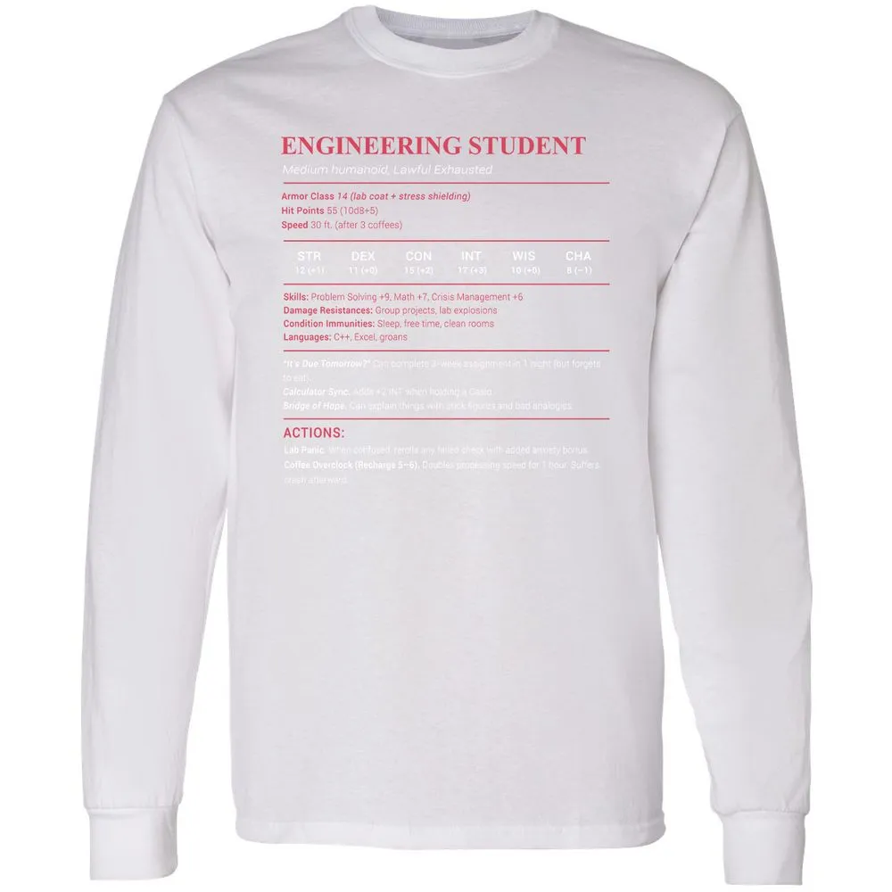 Engineering Student Long Sleeve T-Shirt - White - 5