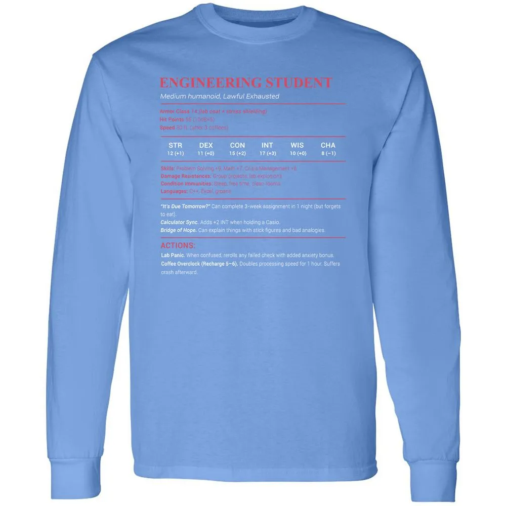 Engineering Student Long Sleeve T-Shirt - Carolina Blue - 12