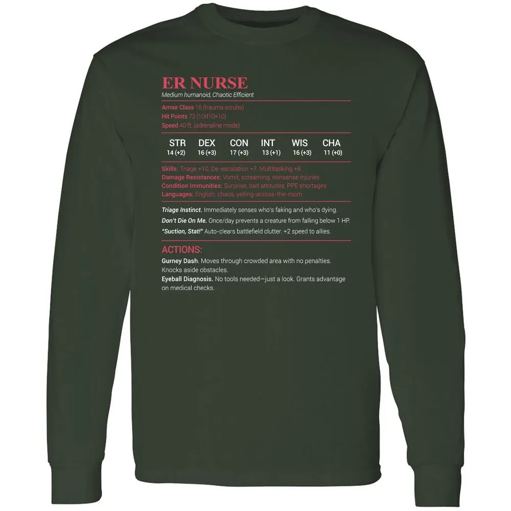 ER Nurse Long Sleeve T-Shirt - Forest Green - 4