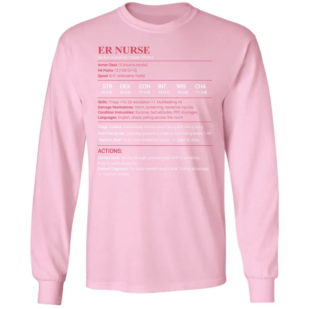 ER Nurse Long Sleeve T-Shirt - Light Pink - 3
