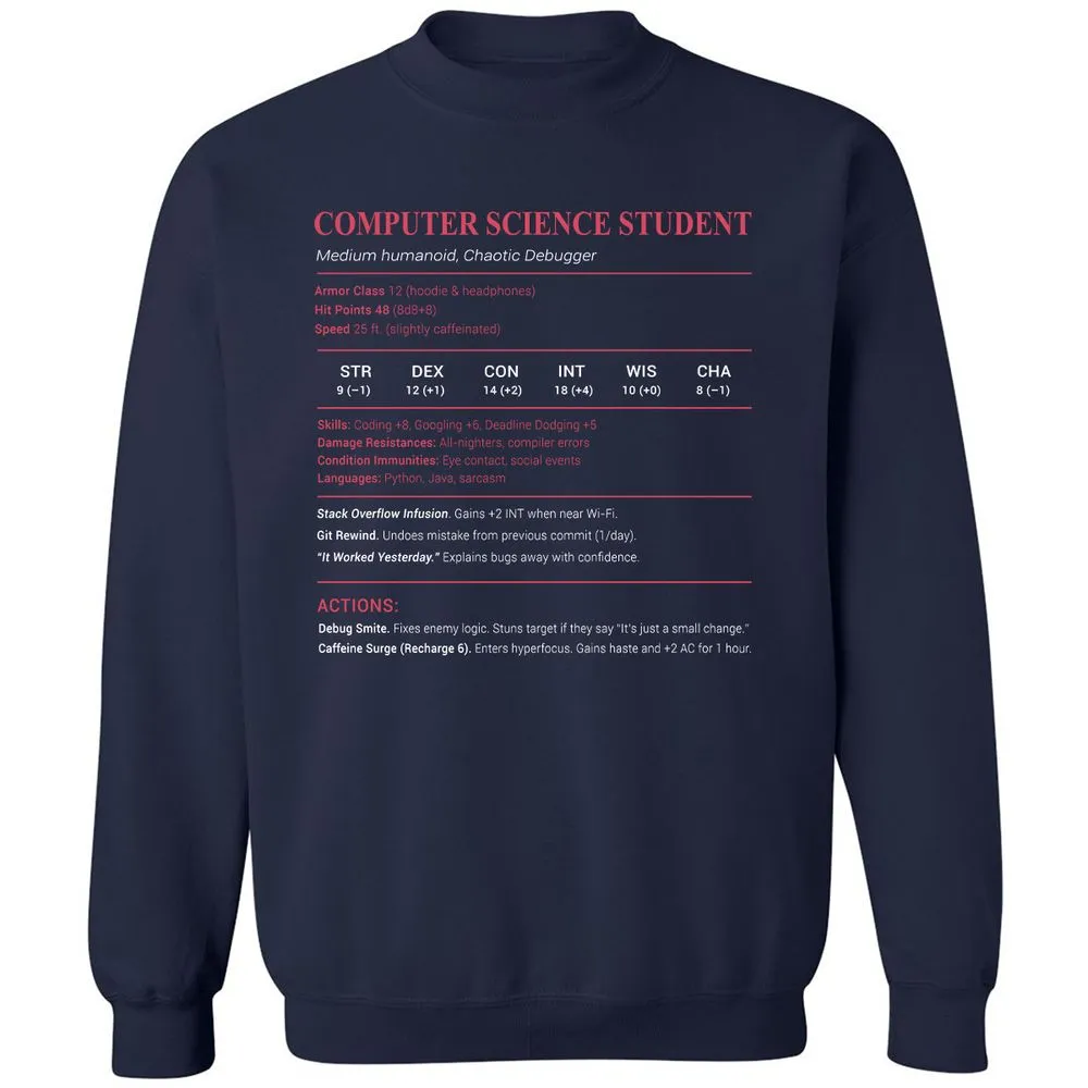 Computer Science Student Classic Unisex Sweatshirt - Navy - 2