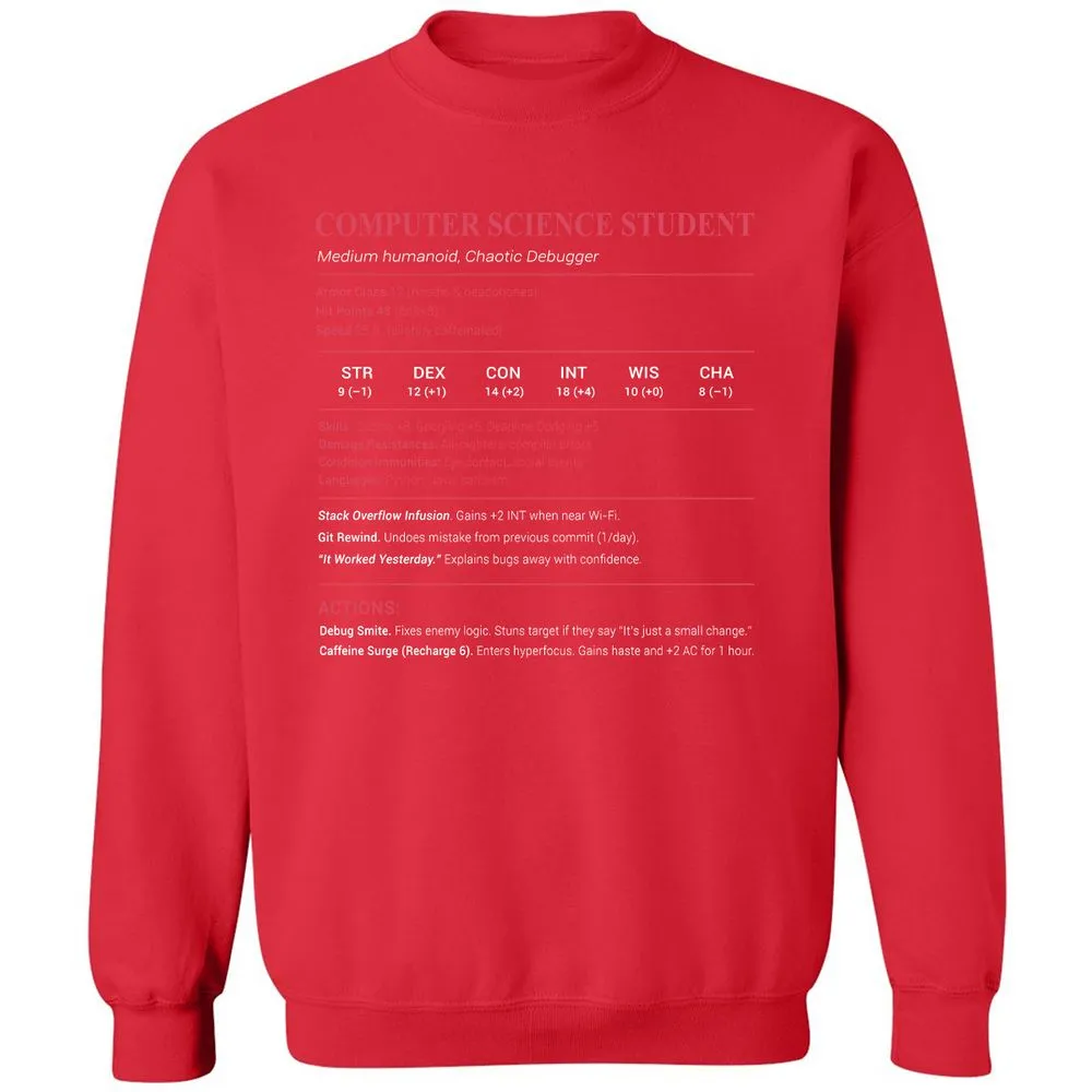 Computer Science Student Classic Unisex Sweatshirt - Red - 5