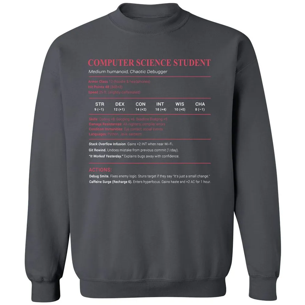 Computer Science Student Classic Unisex Sweatshirt - Charcoal - 7