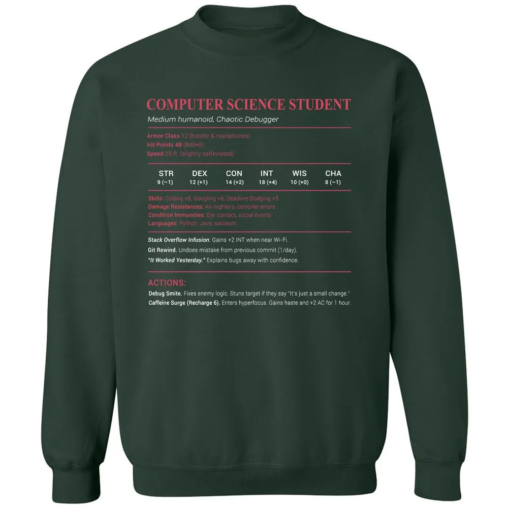 Computer Science Student Classic Unisex Sweatshirt - Forest Green - 4