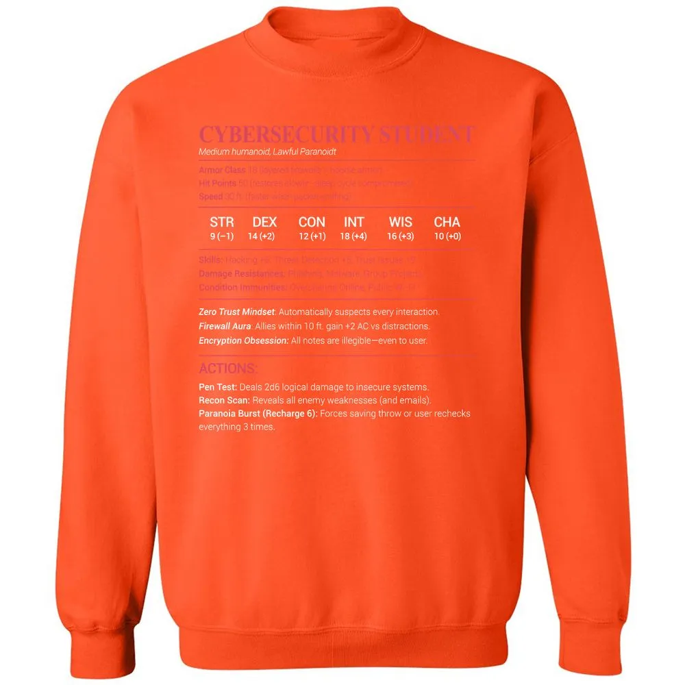 Cybersecurity Student Classic Unisex Sweatshirt - Orange - 10