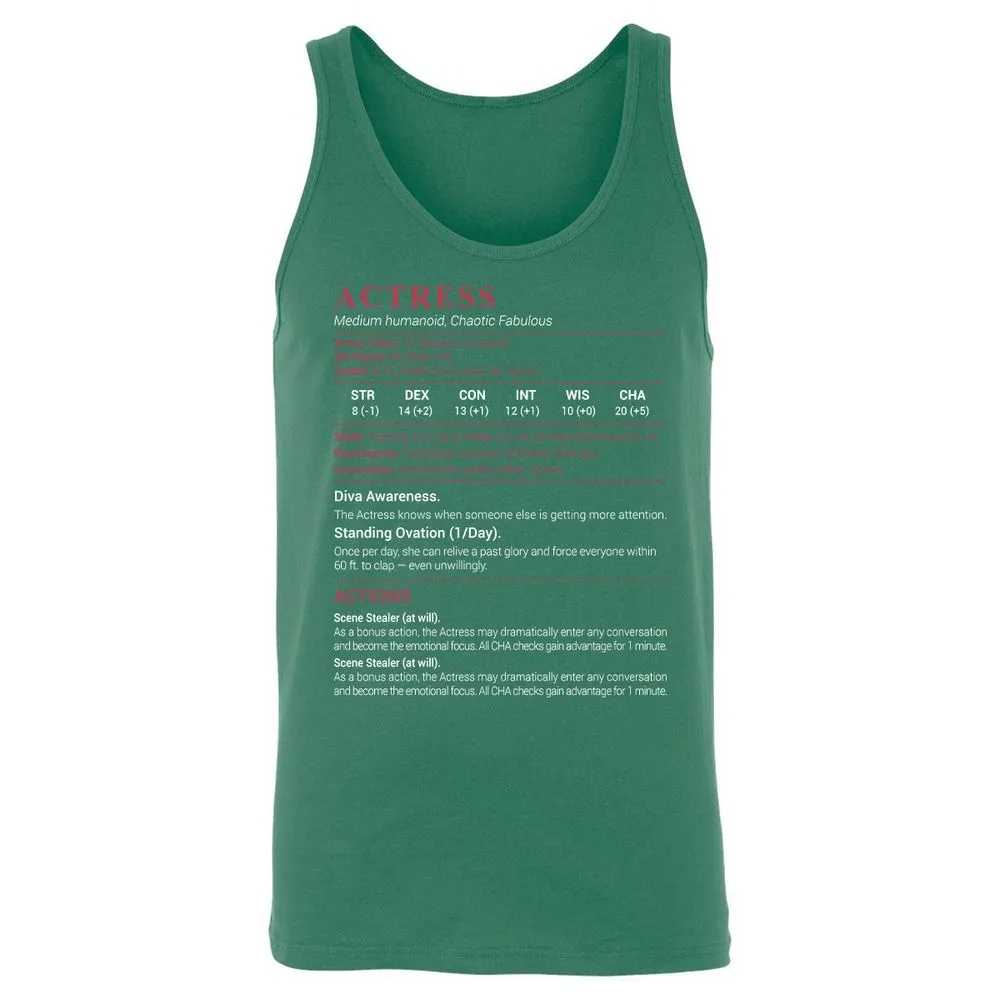 Actress Stats Unisex Jersey Tank - Kelly - 9