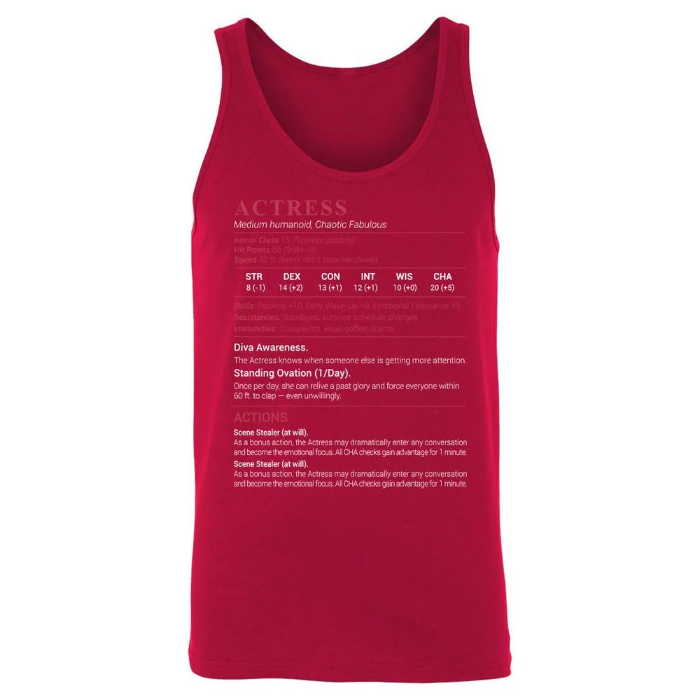 Actress Stats Unisex Jersey Tank - Red - 11