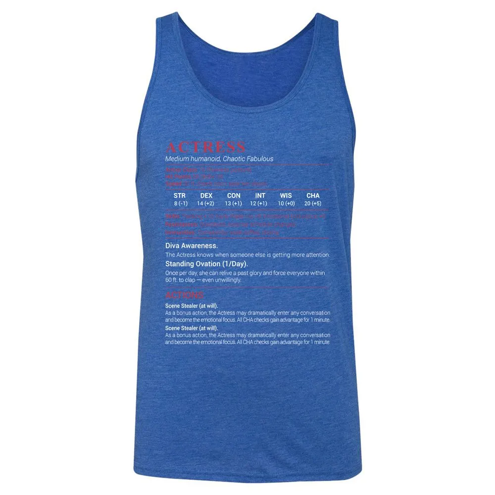 Actress Stats Unisex Jersey Tank - True Royal Triblend - 12