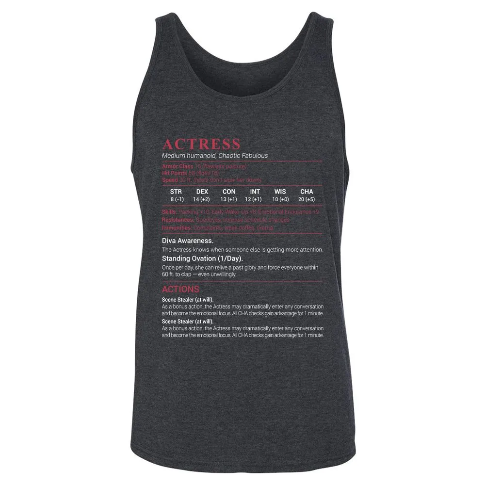 Actress Stats Unisex Jersey Tank - Dark Grey Heather - 6