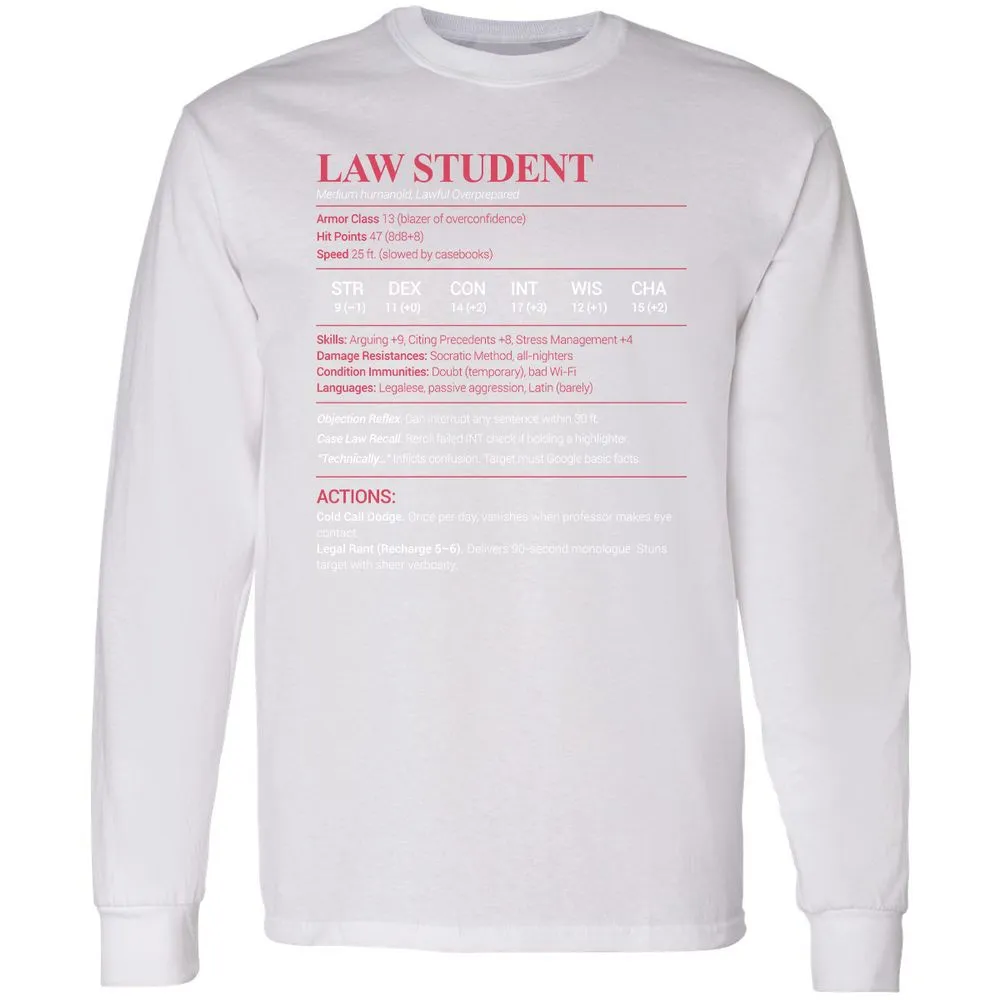Law Student Long Sleeve T-Shirt - White - 5