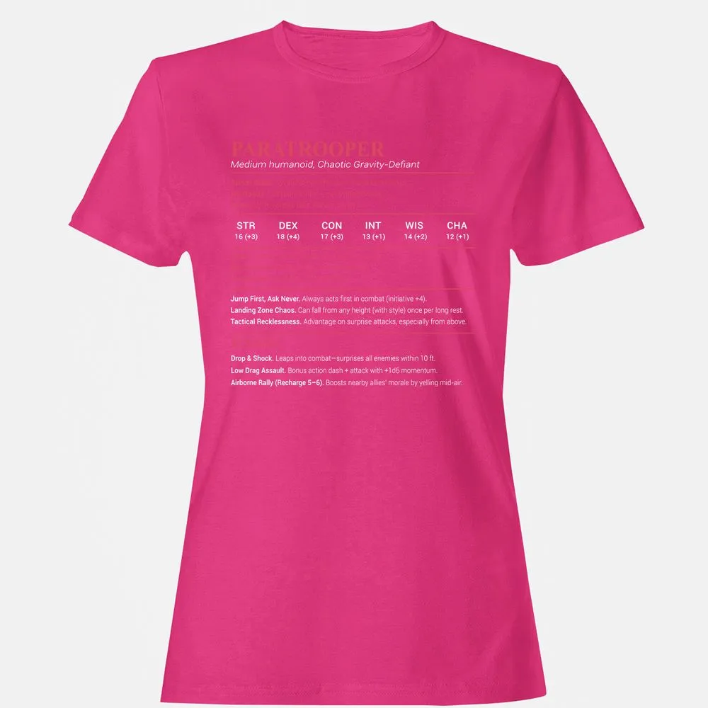 Paratrooper Stats Women's T-Shirt - Heliconia - 6