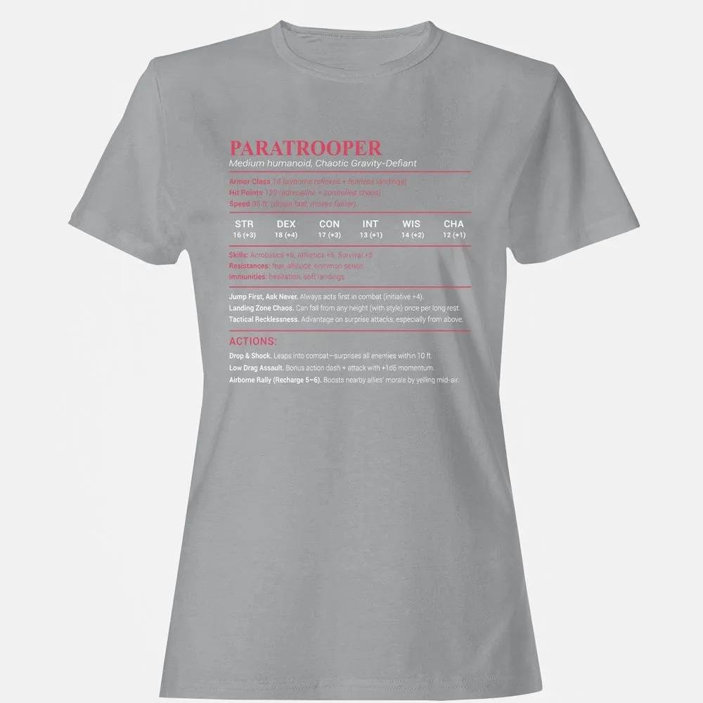 Paratrooper Stats Women's T-Shirt - Sport Grey - 15