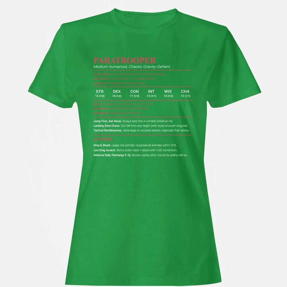 Paratrooper Stats Women's T-Shirt - Irish Green - 7