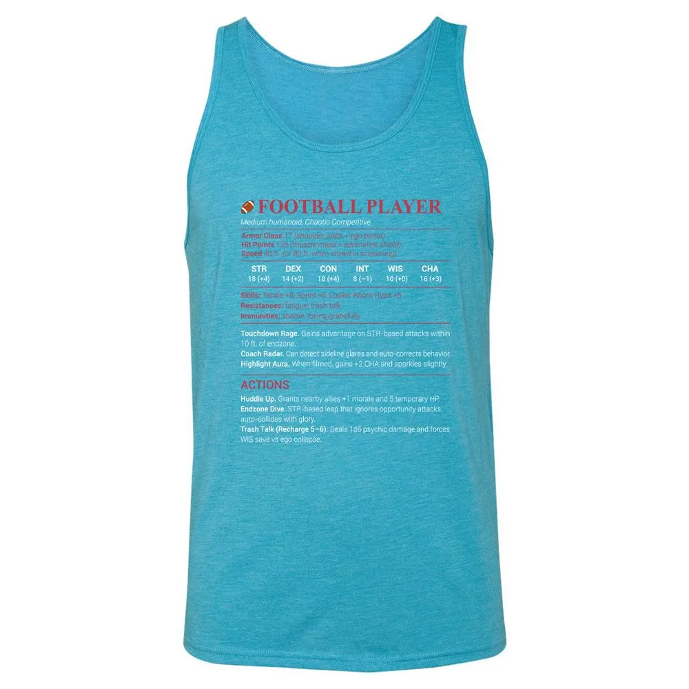 Football Player Unisex Jersey Tank - Aqua Triblend - 3