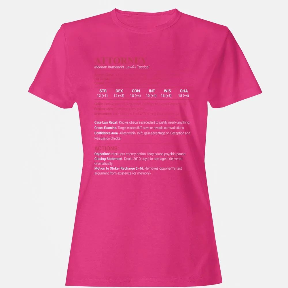 Attorney Stats Women's T-Shirt - Heliconia - 6