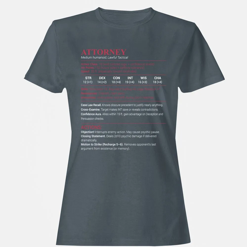 Attorney Stats Women's T-Shirt - Charcoal - 3